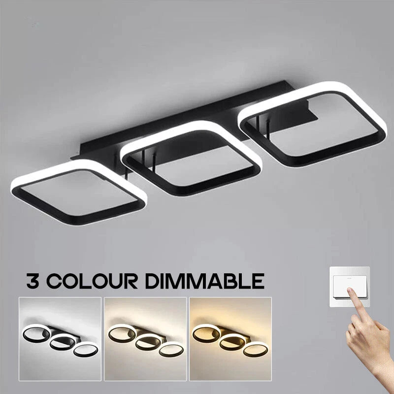 Modern LED Ceiling Light | Dimmable Square Lamp for Living Room, Bedroom, Kitchen | Energy-Efficient 36W Acrylic Aluminium Fixture