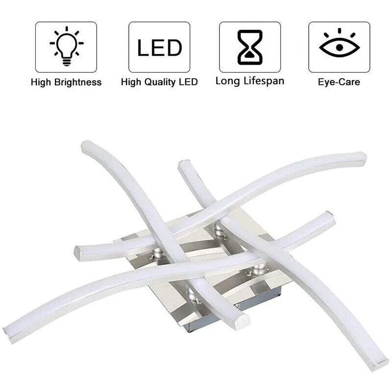 LED Dimmable Ceiling Light 4 Wave Lights Modern Kitchen Living Room Bedroom Lamp