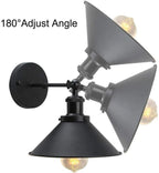 E27 Vintage Industrial Wall Light – Adjustable Metal Wall Sconce Lamp, Retro Black Brushed Finish, Cone Shade