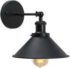 E27 Vintage Industrial Wall Light – Adjustable Metal Wall Sconce Lamp, Retro Black Brushed Finish, Cone Shade