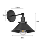 E27 Vintage Industrial Wall Light – Adjustable Metal Wall Sconce Lamp, Retro Black Brushed Finish, Cone Shade