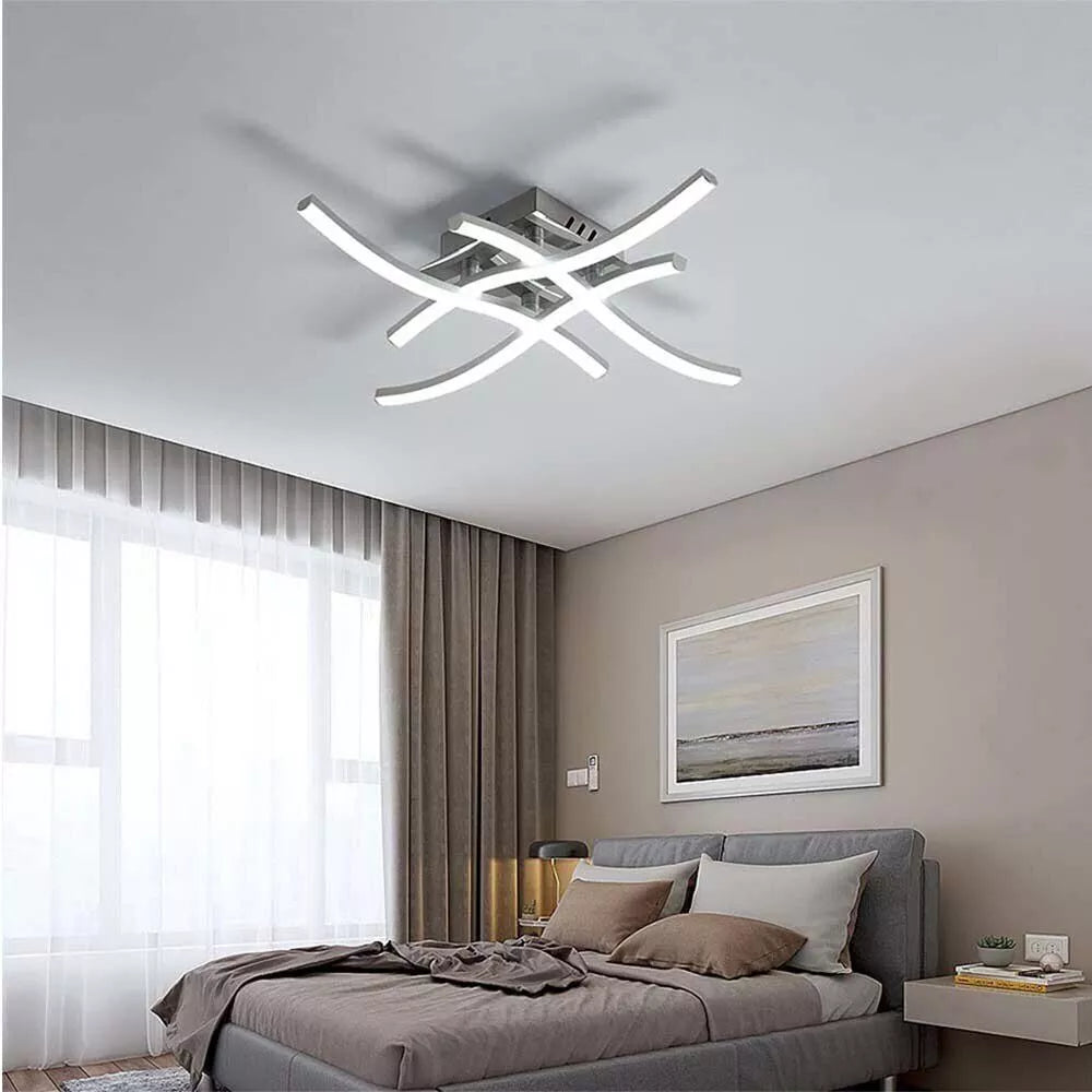 LED Dimmable Ceiling Light 4 Wave Lights Modern Kitchen Living Room Bedroom Lamp