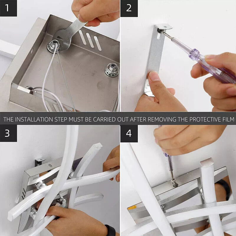 LED Dimmable Ceiling Light 4 Wave Lights Modern Kitchen Living Room Bedroom Lamp