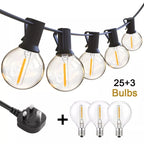 39FT Mains Powered String Light Festoon Outdoor 25+3LED Garden G40 Bulbs Lights