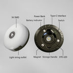 2 Pack 10M Camping Lantern with String Lights USB Rechargeable Xmas Gift Decor